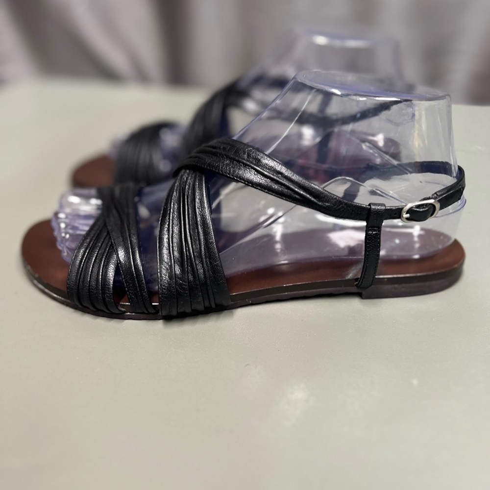 Cole Haan Black Leather Brown Slingback Slide Sandals Women Size 7.5B - Picture 4 of 12